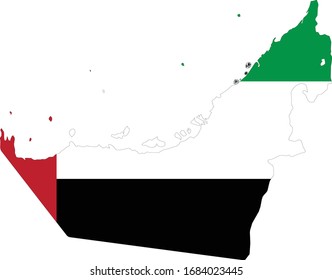 vector illustration of Map of United Arab Emirates with national flag