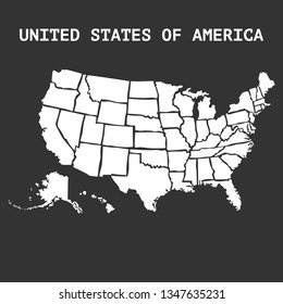 Vector illustration map of United States of America divided into states