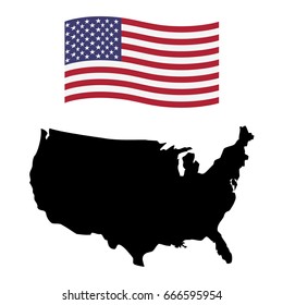 Vector illustration map of United States of America isolated on white background . USA flag icon