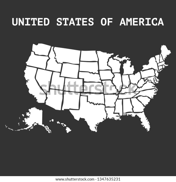 Vector illustration map of United States of\
America divided into\
states