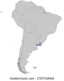 Vektorillustration-Abbildung der Karte Uruguays mit Landesflagge