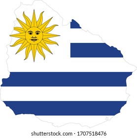 ilustración vectorial del Mapa del Uruguay con bandera nacional