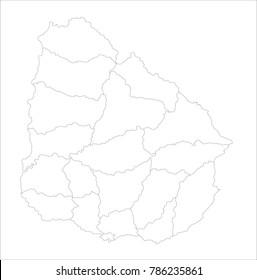Vector Illustration Map of Uruguay in white background for continue, Map Of Uruguay Isolated On White Background.