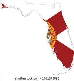 vector illustration of Map of US state of Florida with flag