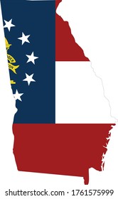 vector illustration of Map of US state of Georgia with flag