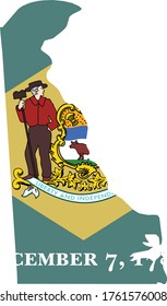 vector illustration of Map of US state of Delaware with flag