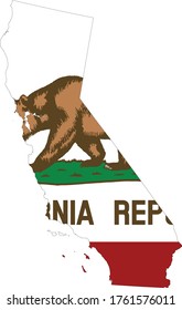 vector illustration of Map of US state of California with flag