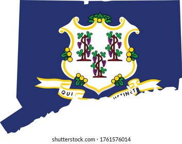 vector illustration of Map of US state of Connecticut with flag