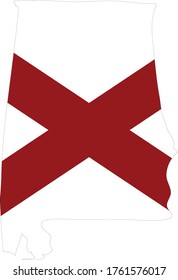 ilustración vectorial del Mapa del estado de Alabama en Estados Unidos con bandera
