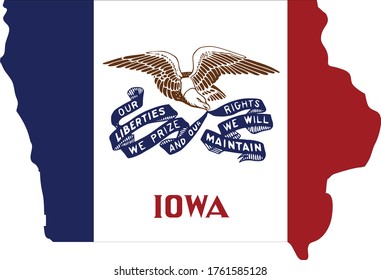 vector illustration of Map of US state of Iowa with flag