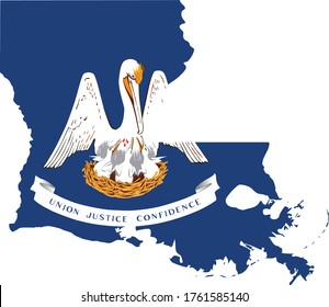 vector illustration of Map of US state of Louisiana with flag