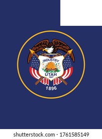 vector illustration of Map of US state of Utah with flag