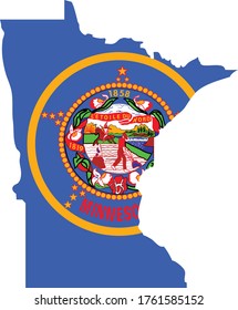 vector illustration of Map of US state of Minnesota with flag