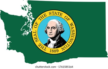 vector illustration of Map of US state of Washington with flag