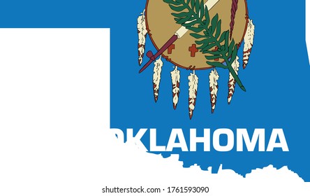 vector illustration of Map of US state of Oklahoma with flag