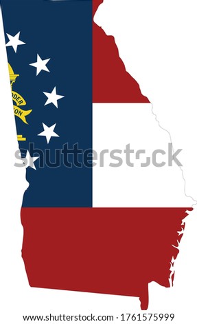 vector illustration of Map of US state of Georgia with flag
