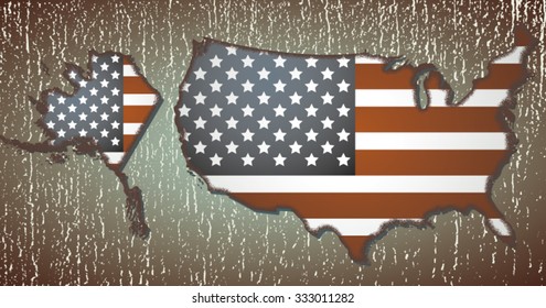 Vector illustration of map of USA