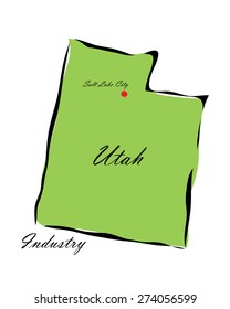 Vector illustration map Utah of America isolated on a white background