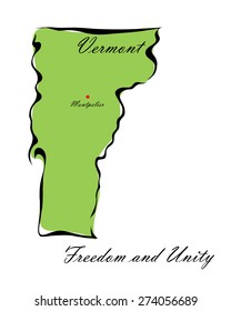 Vector illustration map Vermont of America isolated on a white background
