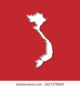 Ilustración vectorial del mapa de Vietnam de fondo rojo