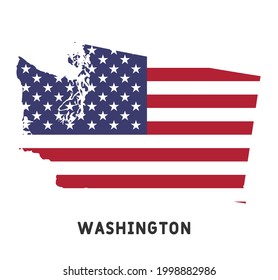 vector illustration of Map of Washington  with national flag USA