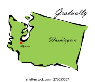 Vector illustration map Washington is one of the states of America isolated on a white background