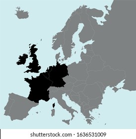 vector illustration of map of Western Europe