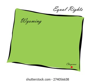 Vector illustration map Wyoming of America isolated on a white background