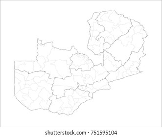 Vector Illustration Map of Zambia in white background for continue.