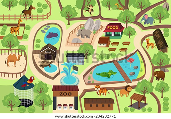 動物園の地図のベクターイラスト のベクター画像素材 ロイヤリティフリー