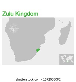 Vector Illustration With Map Of The Zulu Kingdom