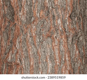 Vector illustration of Maple bark close-up. The Latin name is Acer saccharum. Acer barrel texture. Background from living wood. Skin of the forest nature.

