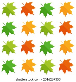 Vector illustration of maple leaf pattern. Endless pattern.Colorful autumn leaves.