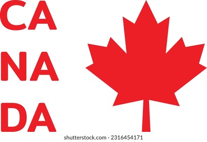 Vector illustration of maple leaf with the word Canada. Symbol of Canada and Canadian nationality.