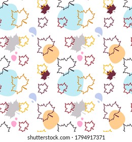 Vector illustration of maple leafs seamless pattern.