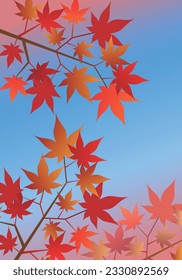 The vector illustration of maple leaves with autumn colors.