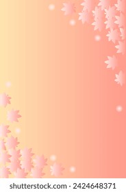 Vector illustration of maple leaves in autumn. Seasonal background frame. Beautiful red gradation.