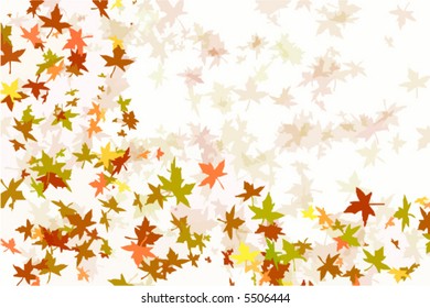 Vector illustration of maple leaves falling in autumn