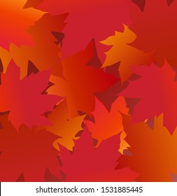 Vector illustration of maple leaves. Frame with red leaf on white background