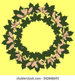 Vector illustration of maple leaves and seeds