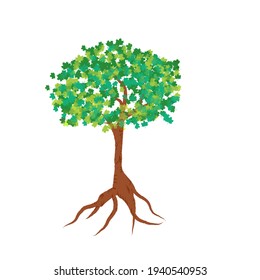Vector illustration of maple tree isolated on white background