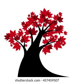 Vector illustration of a maple tree silhouette