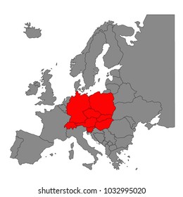 vector illustration of maps of Central Europe countries
