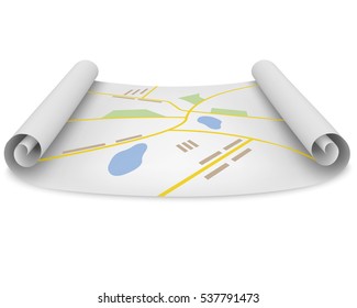Vector illustration of maps of the city. Realistic. Isolated on white background.