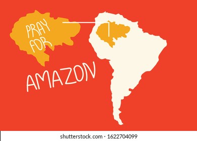 vector illustration  maps Forest fires in Amazon