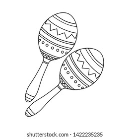 Vector illustration of maraca and instrument  icon. Set of maraca and mexican    stock symbol for web.