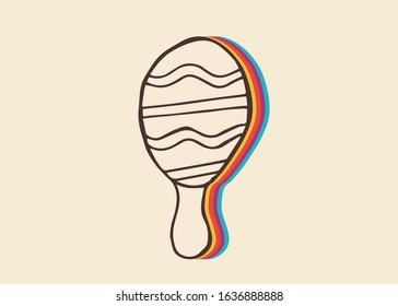 Vector Illustration of Maracas Musical Instrument with Vintage Rainbow Style. This Is Good For Poster, Background and Shirt Design.