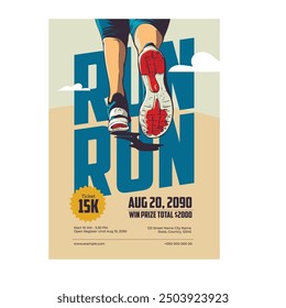 Vector illustration of Marathon run fest flyer poster design