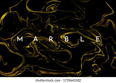 Vector-Abbildung. Marmor. Abstrakter minimalistischer schwarzer Hintergrund. Keramikdesign. Desktop-Hintergrundbild. Goldenes, welliges Konzept. Moderne Ornamente. Paint splash. Mode-Textil. Flüssigkeitsabstraktion