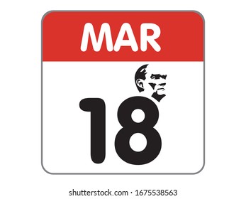 Vector Illustration of March 18, Turkey, Turkish Flag